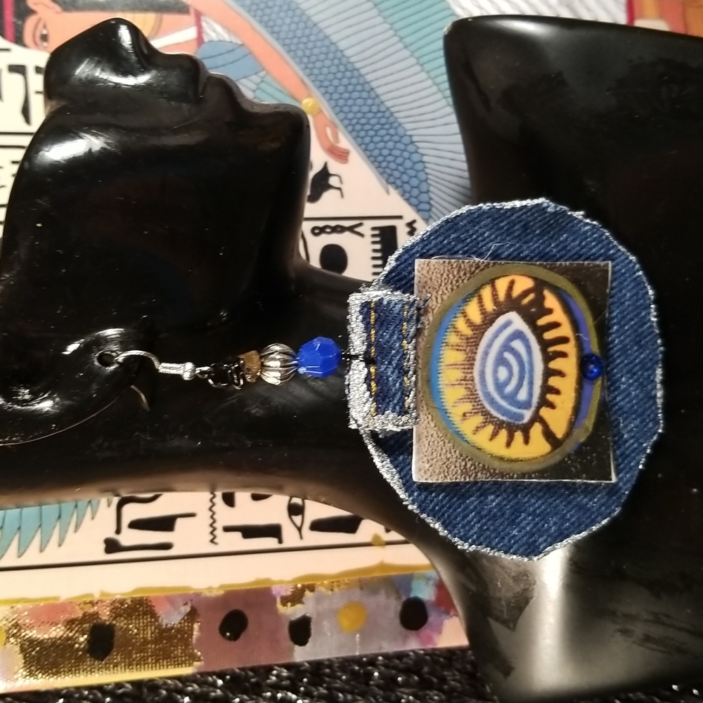 Wise Eyes denim fabric paper jewelry water Resistant earrings
